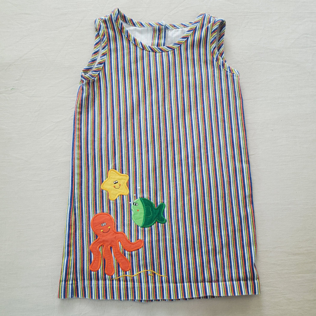 Vintage Sea Animals Striped Dress kids 6