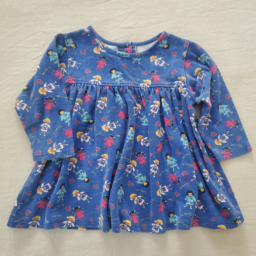 Vintage Girls Pattern Long Sleeve Dress 12-18 months