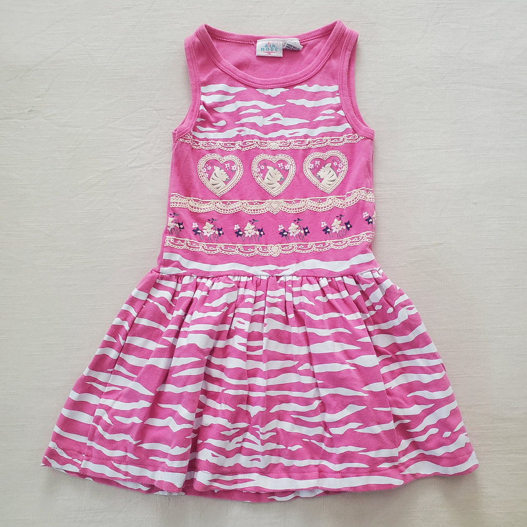 Vintage Pink Zebra Dress 5t/6