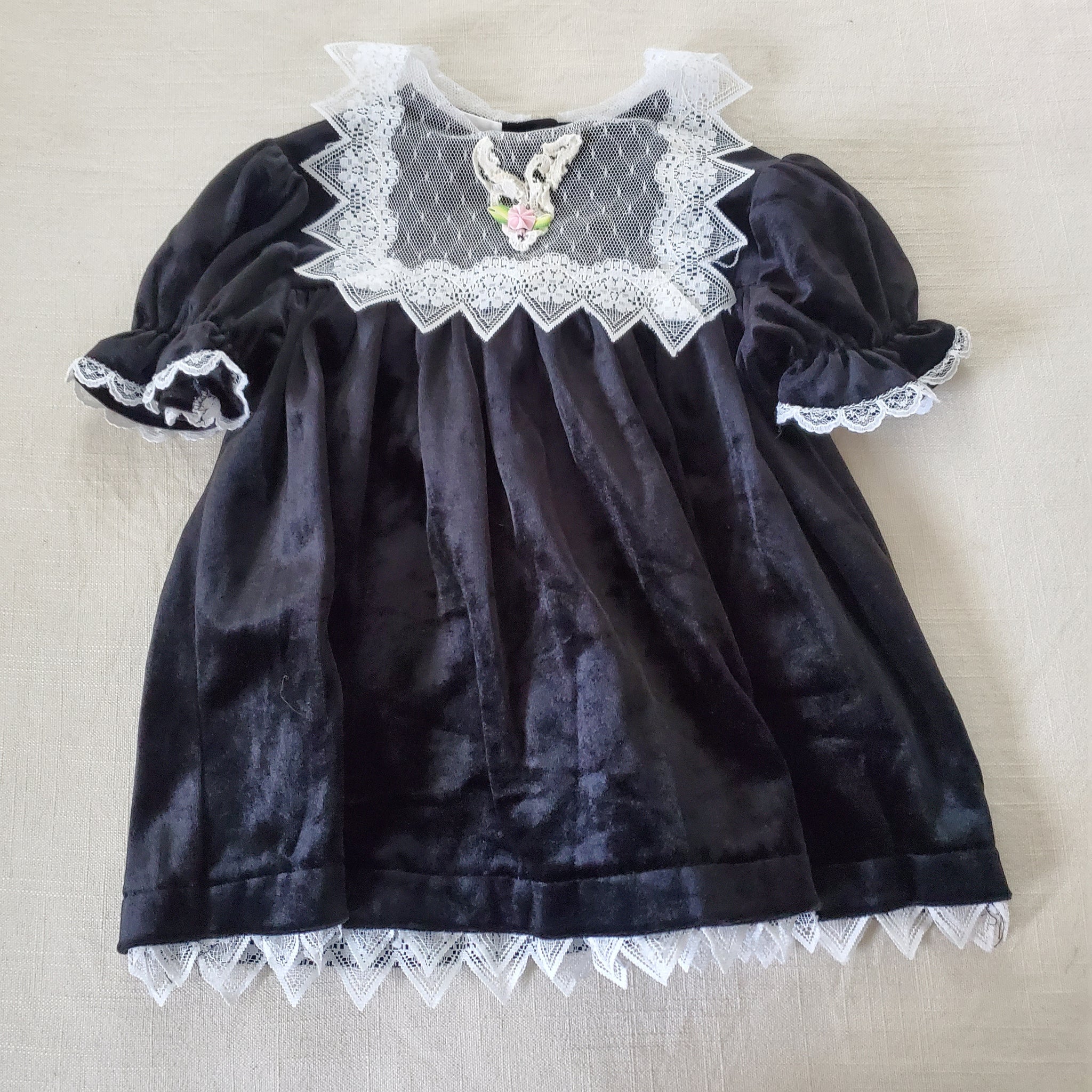 black velvet infant dress Black Velvet Christmas Dress with Gold Tulle for Girls 5T