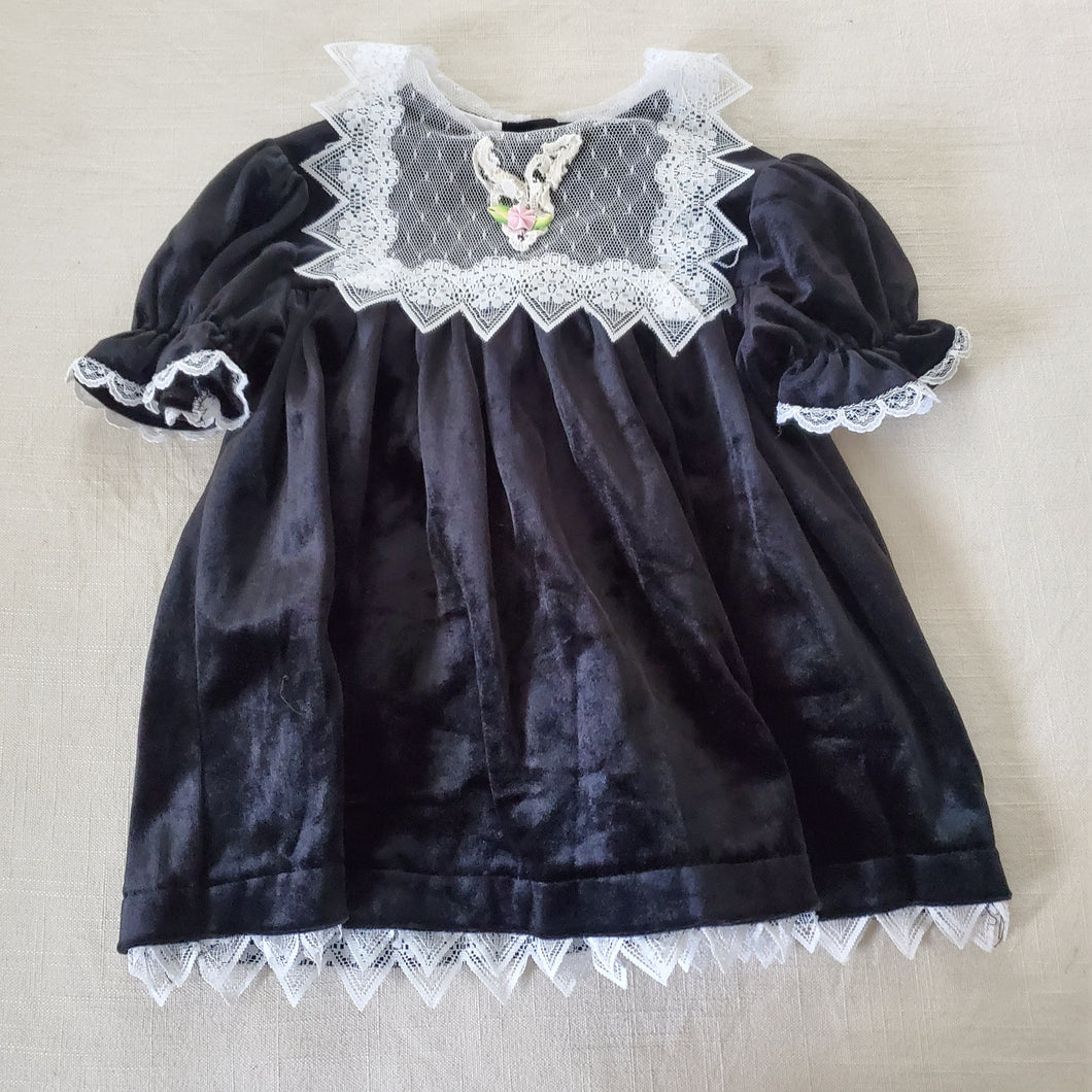 Vintage Black Velvet Dress 2t