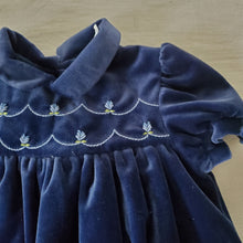 Load image into Gallery viewer, Vintage Velvet Sapphire Dress 18 months/2t
