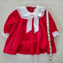 Load image into Gallery viewer, Vintage Red Velvet Dress 12 months
