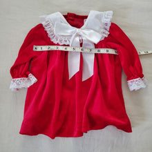 Load image into Gallery viewer, Vintage Red Velvet Dress 12 months
