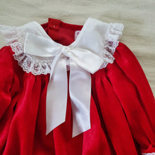 Load image into Gallery viewer, Vintage Red Velvet Dress 12 months
