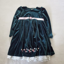 Load image into Gallery viewer, Vintage Dark Green Velvet Dress 5t
