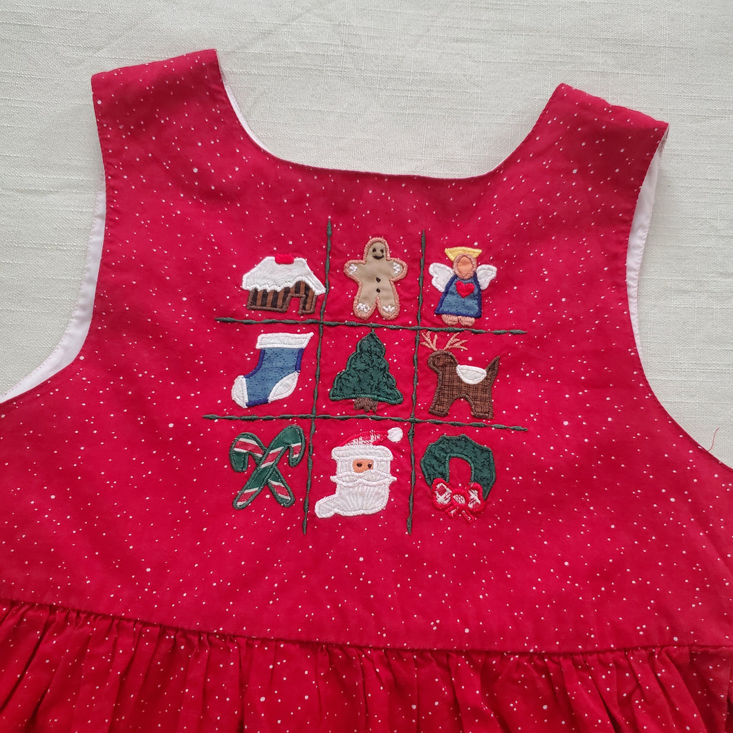 Vintage Christmas Applique Dress kids 6/7