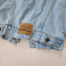 Load image into Gallery viewer, Vintage Guess Leather Patch Jean Jacket 3t
