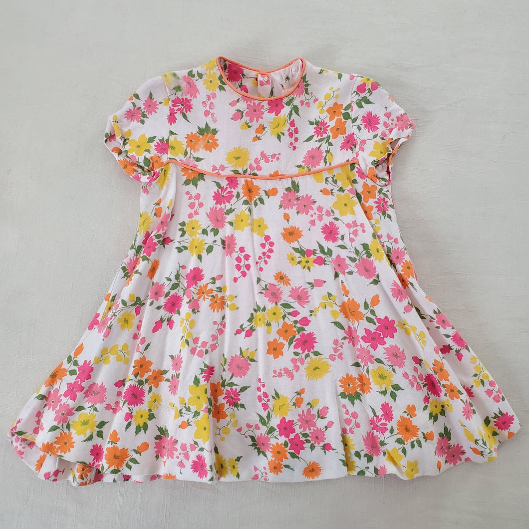 Vintage Bright Floral Dress 2t/3t