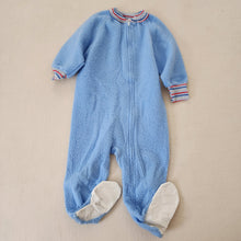 Load image into Gallery viewer, Vintage Blue Fleece Footed PJs 3t
