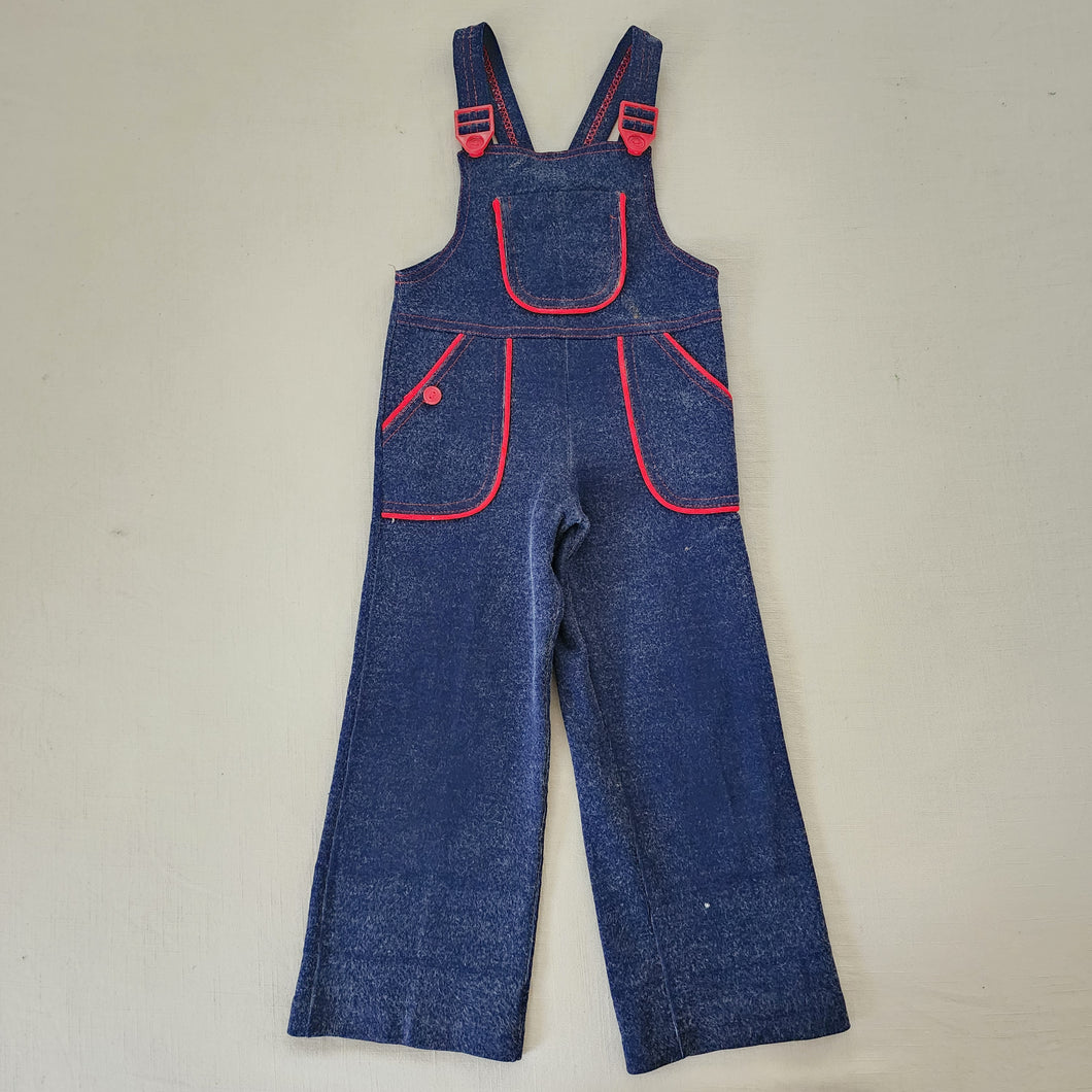 Vintage 70s Flared Navy/Red Overalls 4t