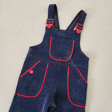 Load image into Gallery viewer, Vintage 70s Flared Navy/Red Overalls 4t
