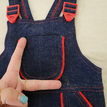 Load image into Gallery viewer, Vintage 70s Flared Navy/Red Overalls 4t
