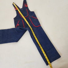 Load image into Gallery viewer, Vintage 70s Flared Navy/Red Overalls 4t
