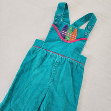 Load image into Gallery viewer, Vintage Crayon Applique Bright Overalls 3t/4t
