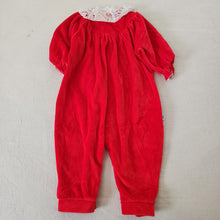 Load image into Gallery viewer, Vintage Red Velour Bodysuit 12 months
