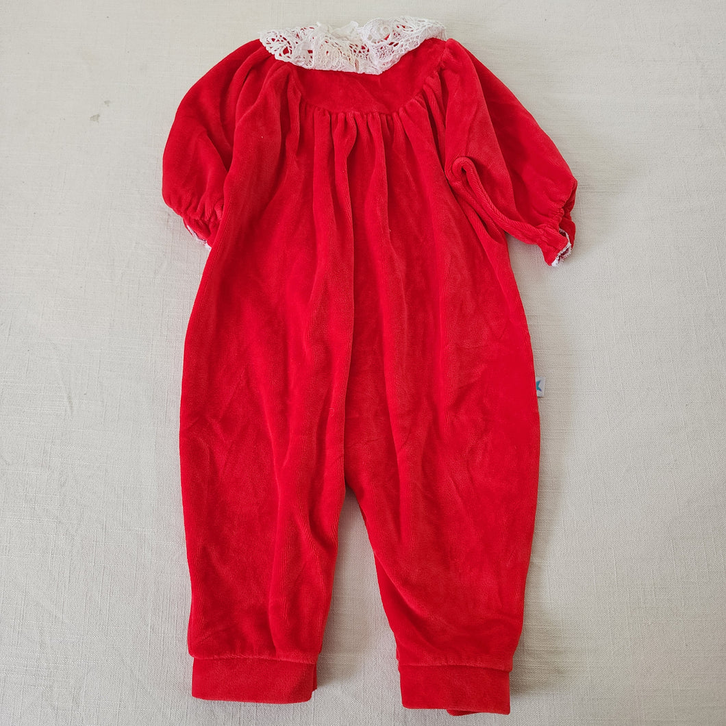 Vintage Red Velour Bodysuit 12 months