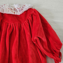 Load image into Gallery viewer, Vintage Red Velour Bodysuit 12 months

