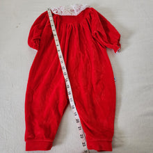 Load image into Gallery viewer, Vintage Red Velour Bodysuit 12 months
