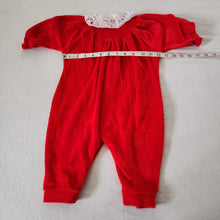 Load image into Gallery viewer, Vintage Red Velour Bodysuit 12 months
