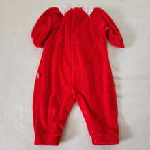Load image into Gallery viewer, Vintage Red Velour Bodysuit 12 months
