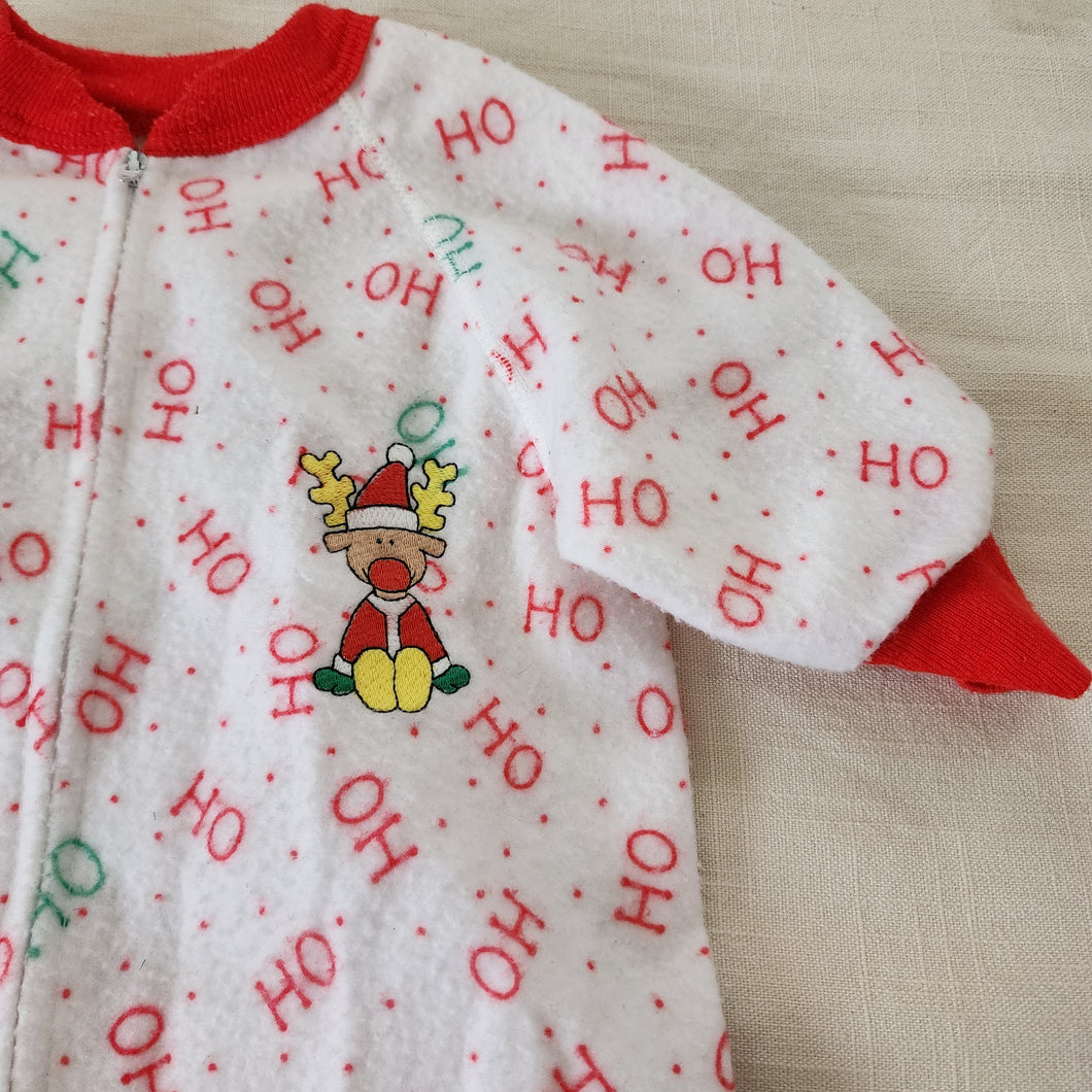 Vintage Reindeer Christmas Footed PJs 12-18 months