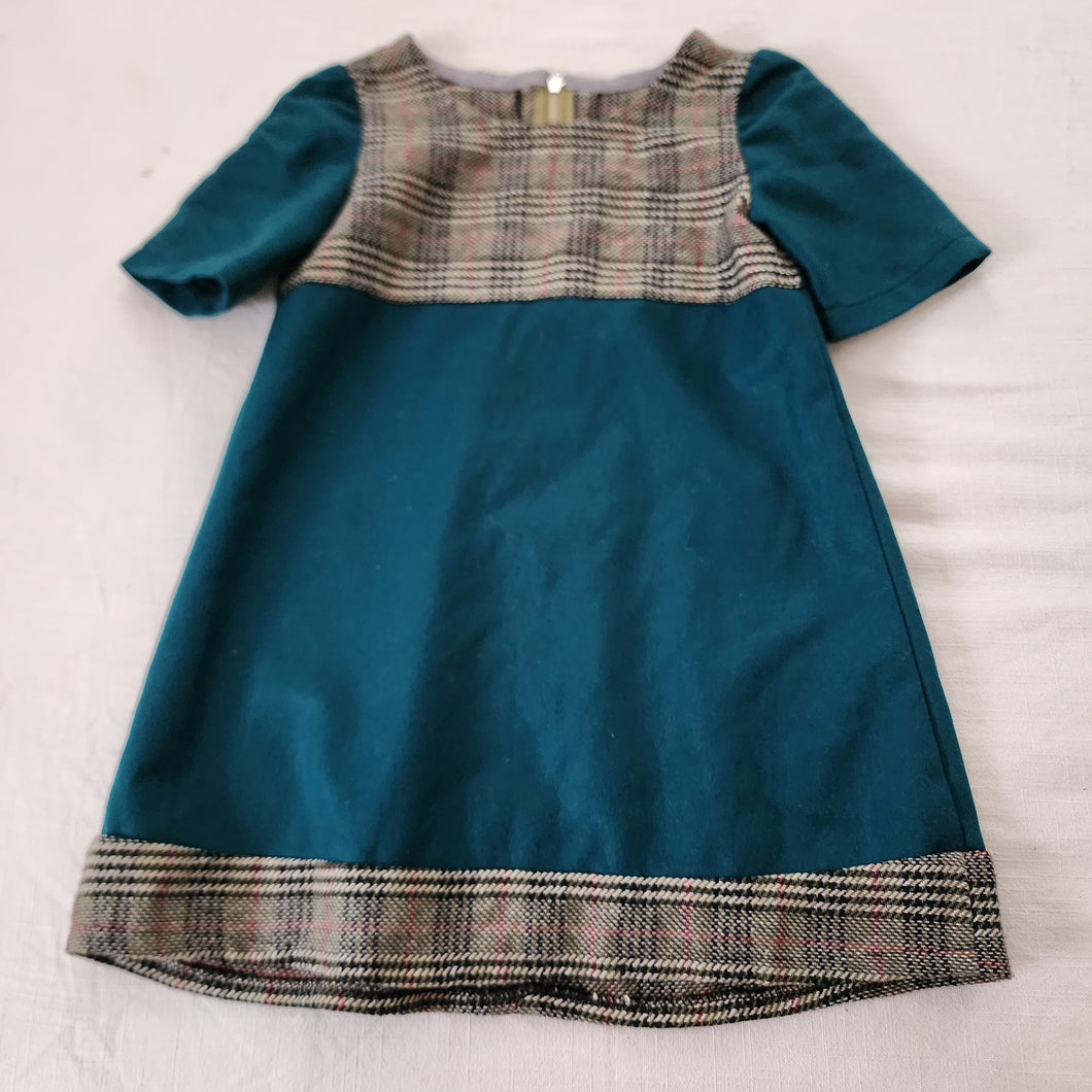 Vintage Green & Plaid Dress 4t