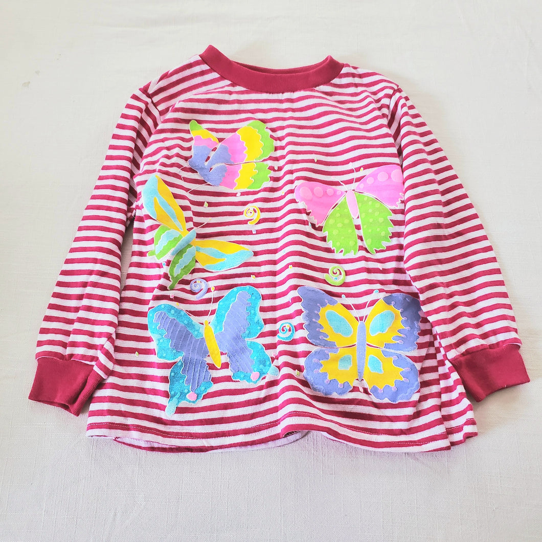 Vintage Butterfly Pink Striped Long Sleeve 4t/5t