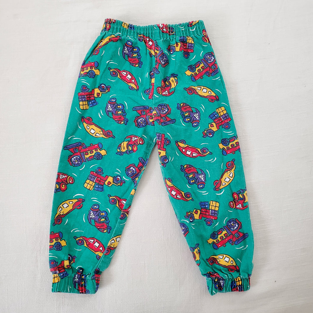 Vintage Cars Pattern Green Jogger Pants 2t