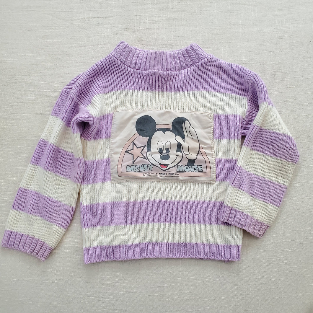 Vintage Mickey Mouse Striped Knit Sweater 3t