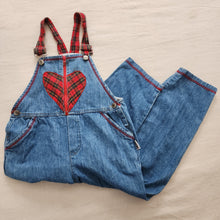 Load image into Gallery viewer, Vintage Plaid Heart Denim Overalls kids 6
