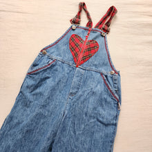 Load image into Gallery viewer, Vintage Plaid Heart Denim Overalls kids 6
