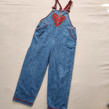 Load image into Gallery viewer, Vintage Plaid Heart Denim Overalls kids 6
