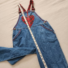 Load image into Gallery viewer, Vintage Plaid Heart Denim Overalls kids 6
