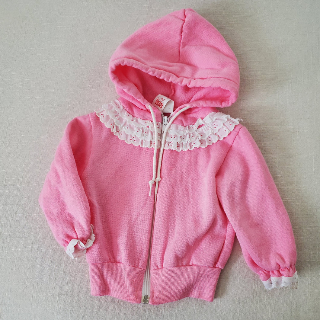 Vintage Pink Frilly Hooded Sweater 2t