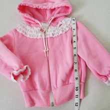 Load image into Gallery viewer, Vintage Pink Frilly Hooded Sweater 2t
