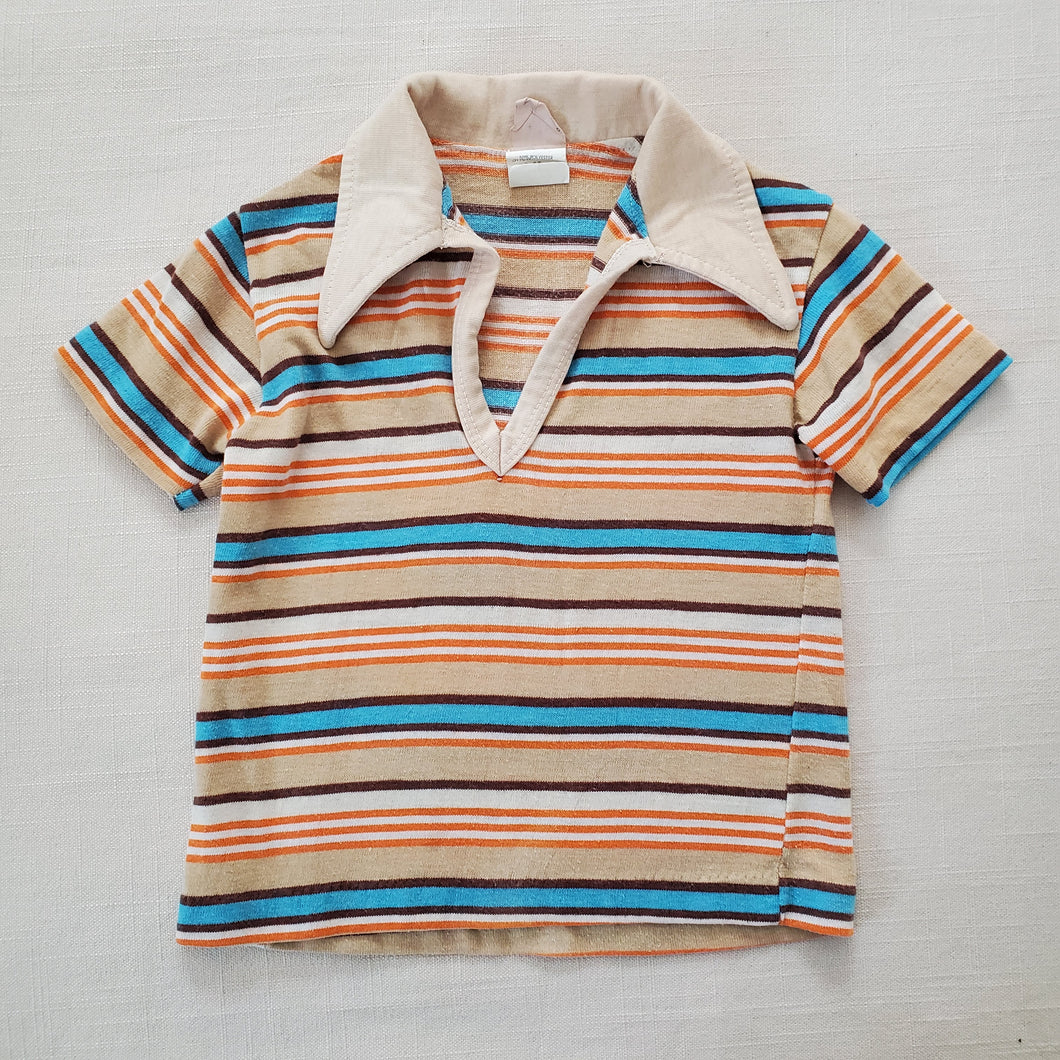 Vintage Neutral/Blue Striped Shirt 2t