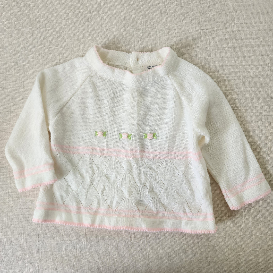 Vintage Soft Knit Flower Sweater 3-6 months