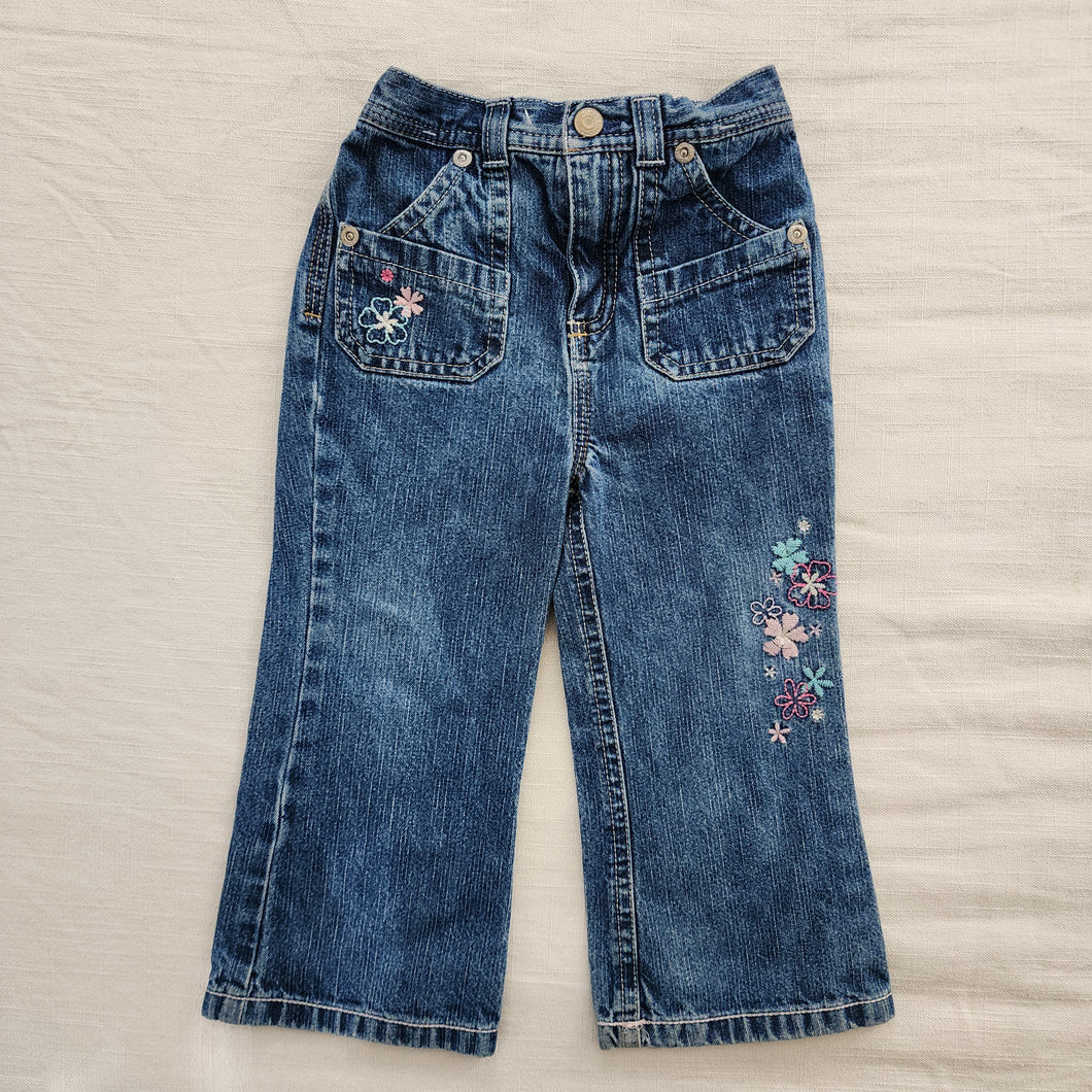 Vintage Y2k Floral Embroidered Jeans 24 months