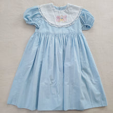 Load image into Gallery viewer, Vintage Bunny Bib Blue Dress kids 6/7
