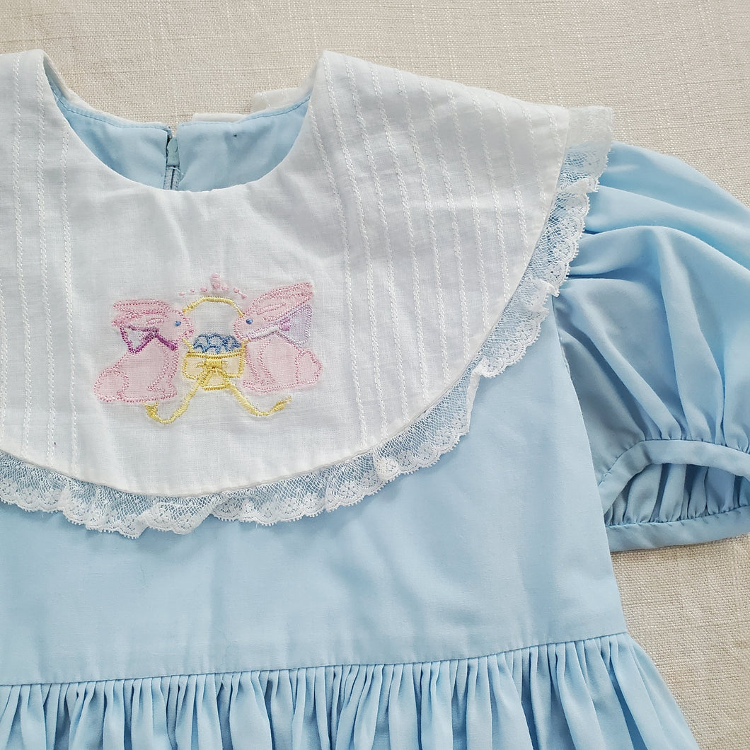 Vintage Bunny Bib Blue Dress kids 6/7