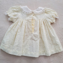 Load image into Gallery viewer, Vintage Pale Yellow Eyelet Dress 3 months
