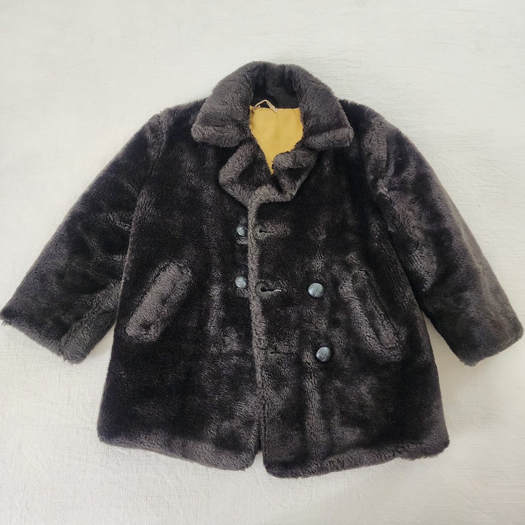 Vintage Brown Faux Fur Coat 2t/3t