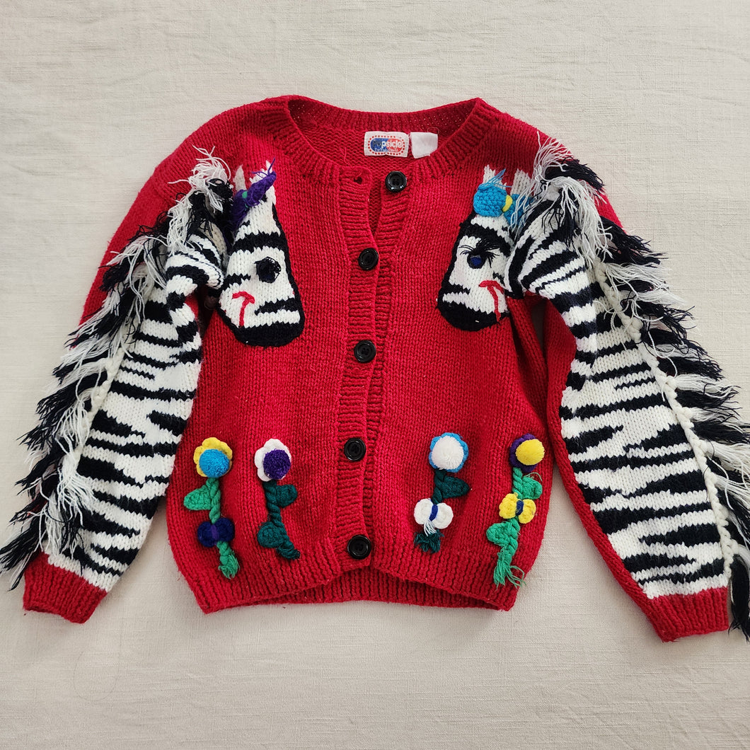 Vintage Zebra Knit Cardigan kids 7/8