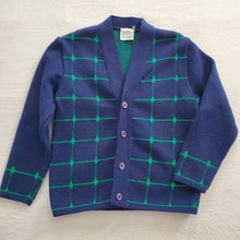 Load image into Gallery viewer, Vintage 60s Wool Grid Knit Cardigan 4t/5t *flaw
