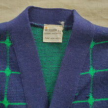 Load image into Gallery viewer, Vintage 60s Wool Grid Knit Cardigan 4t/5t *flaw
