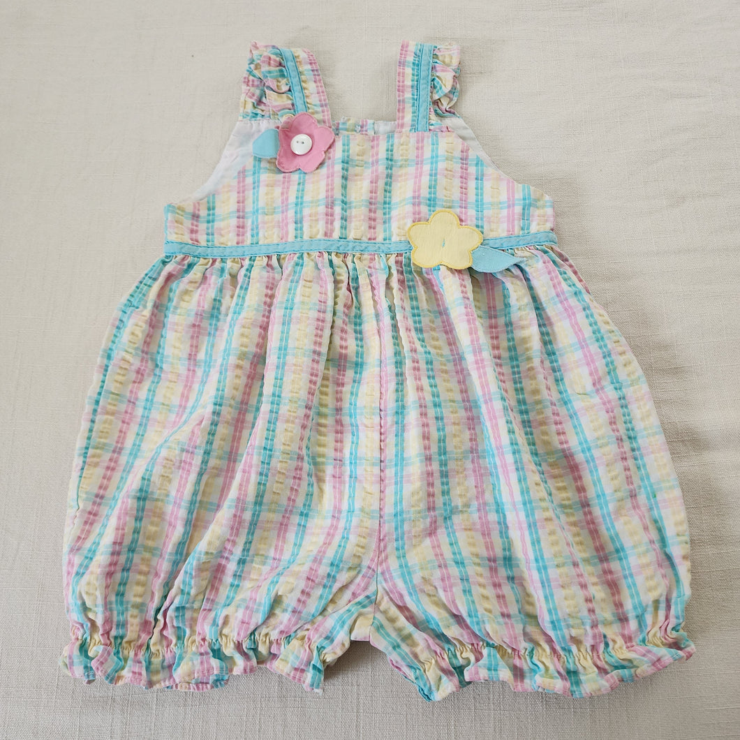 Vintage Plaid Flower Bubble Romper 2t