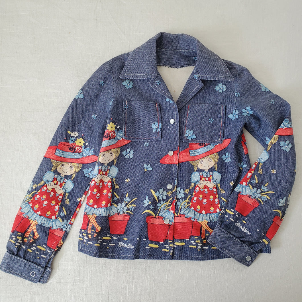 Vintage 70s Girl & Flower's Jacket kids 6/7