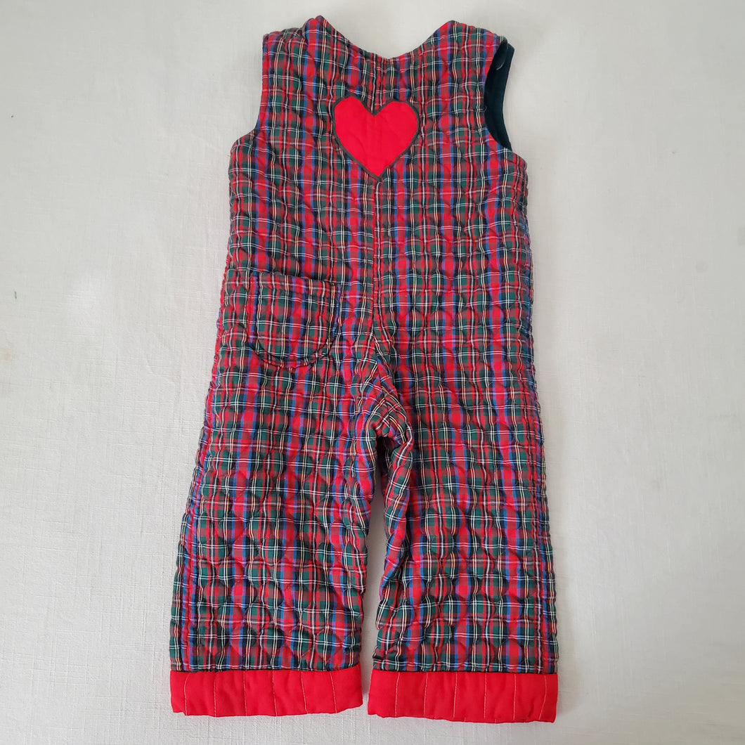 Vintage Plaid Heart Quilted Romper 12-18 months