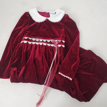 Load image into Gallery viewer, Vintage Maroon Velvet Dress kids 10
